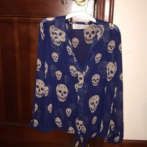 Vintage Havana Skull Blue/Cream Night Out Top